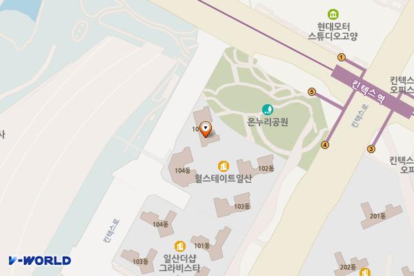 경기고양 힐스테이트일산오피스텔5 위치 지도 — 경기도 고양시 일산서구 킨텍스로 217-21