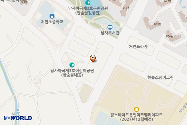 경기용인 한숲스퀘어옐로우 1 위치 지도 — 경기도 용인시 처인구 남사읍 한숲로 45