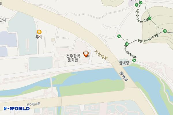 전북전주 한벽문화관 위치 지도 — 전북특별자치도 전주시 완산구 전주천동로 20 (교동)