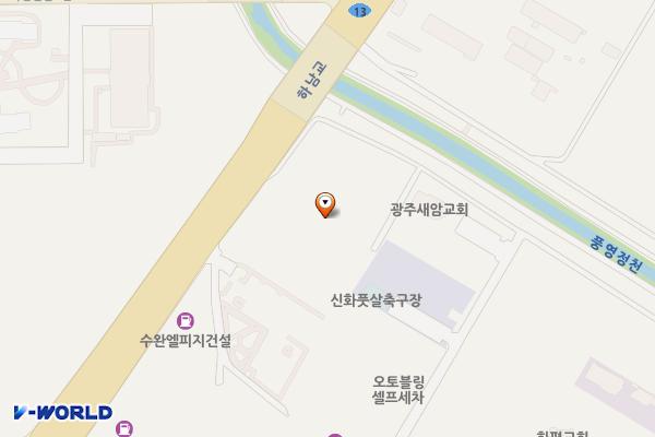 광주광산 교촌에프앤비 서부복합센터 위치 지도 — 전남광주통합특별시 광산구 사암로 684