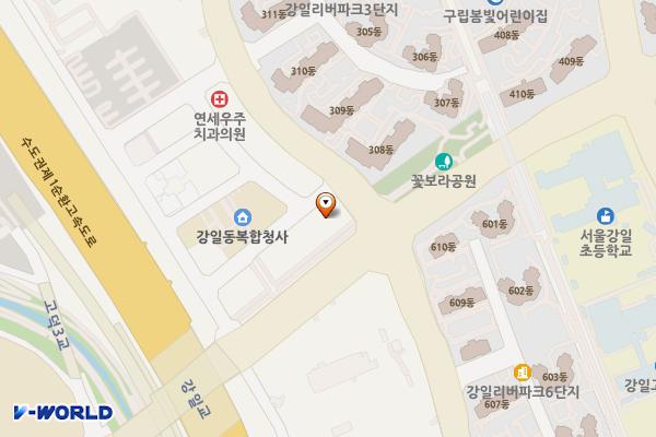서울강동 중앙프라자 위치 지도 — 서울특별시 강동구 아리수로 427