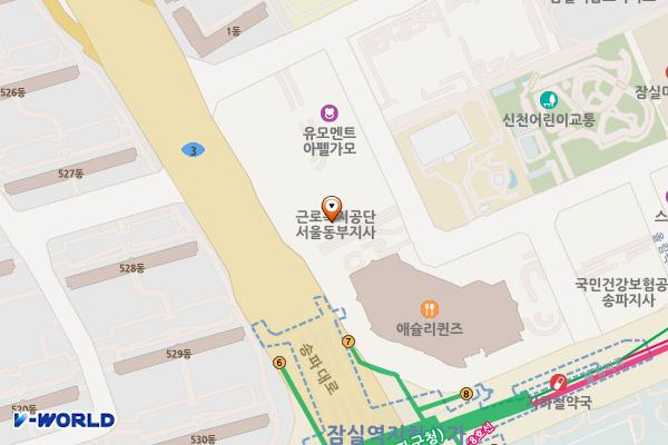 서울송파 월드타워 위치 지도 — 서울특별시 송파구 송파대로 558
