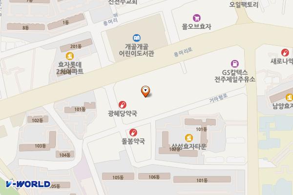 전북전주 서도프라자 위치 지도 — 전북특별자치도 전주시 완산구 용머리로 36