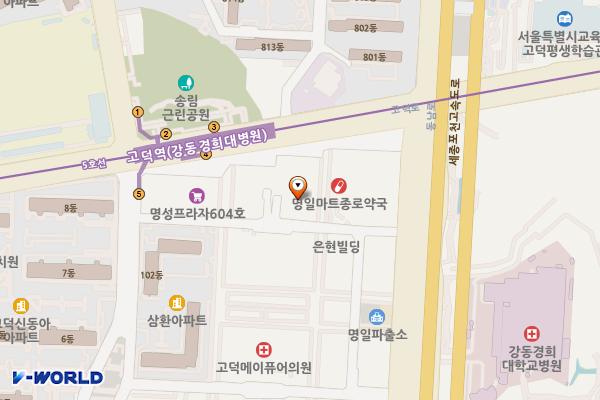 서울강동 대명벨리온 1 위치 지도 — 서울특별시 강동구 고덕로 266