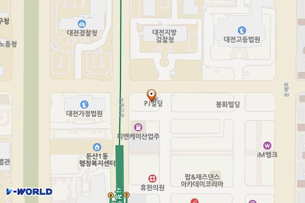 대전서구 피제이빌딩 위치 지도 — 대전광역시 서구 둔산로123번길 43