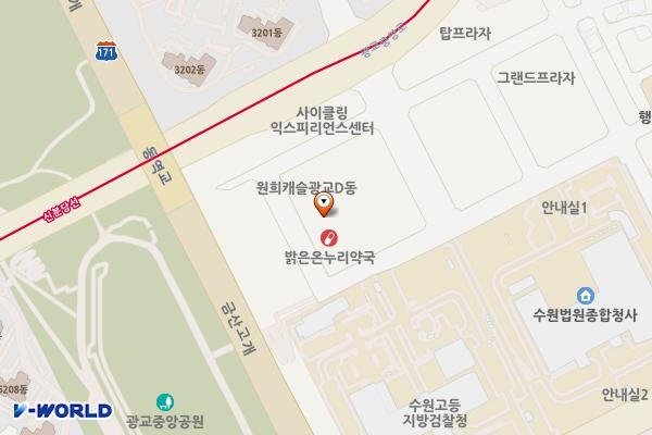 경기수원 광교원희캐슬법조타운 1 위치 지도 — 경기도 수원시 영통구 광교중앙로248번길 7-2