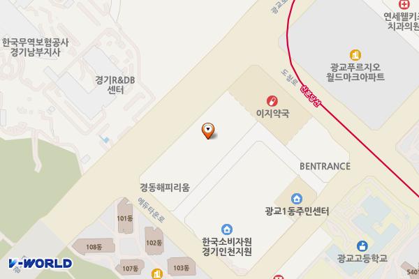 경기수원 광교코아루에스 위치 지도 — 경기도 수원시 영통구 광교로 116