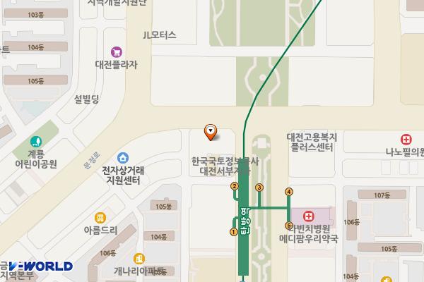 대전서구 킹덤청해 위치 지도 — 대전광역시 서구 문정로 40 (탄방동)