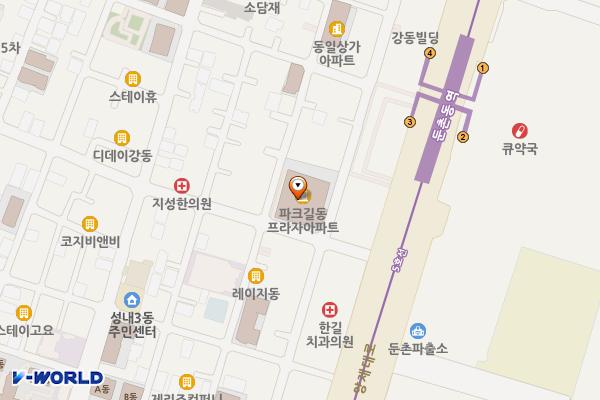 서울강동 파크프라자 위치 지도 — 서울특별시 강동구 양재대로89길 16 (성내동, 파크프라자)
