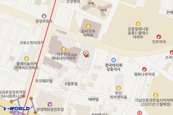 서울강동 천호역한강푸르지오시티 1 위치 지도 — 서울특별시 강동구 구천면로 192 (천호동)