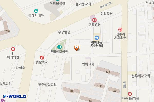 전북전주 평화사우나(디에스홀딩스) 위치 지도 — 전북특별자치도 전주시 완산구 평화18길 22 (평화동1가)
