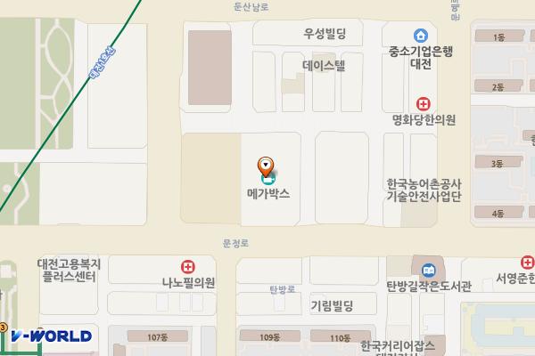 대전서구 로데오타운 위치 지도 — 대전광역시 서구 문정로 77 (탄방동)