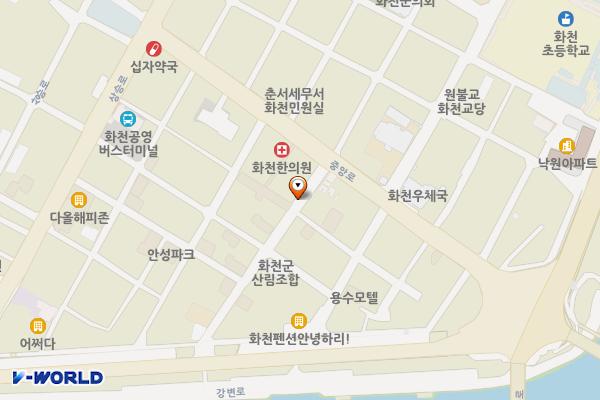 대진교통~하리파출소 앞 위치 지도 — 강원특별자치도 화천군 화천읍 하리 49-2, 51-3, 51-5, 53-8