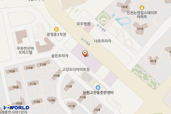인천남동 우리들메디타워 위치 지도 — 인천광역시 남동구 논고개로 81 (논현동)