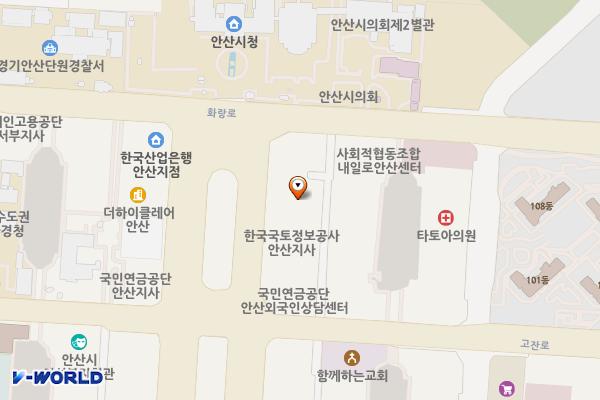 경기안산 줌시티관리단 2 위치 지도 — 경기도 안산시 단원구 광덕대로 268 (고잔동)
