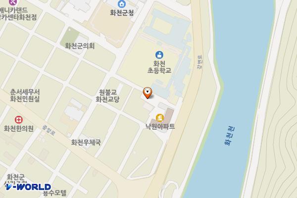 임마누엘감리교회 앞 주차장 위치 지도 — 강원특별자치도 화천군 화천읍 아리 213-4