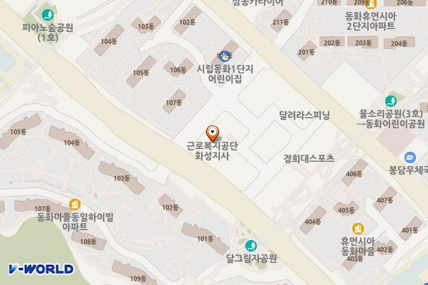 경기화성 이원타워 1 위치 지도 — 경기도 화성시 효행구 봉담읍 동화길 85