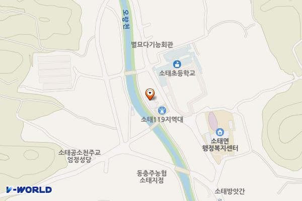 충북충주 소태면행정복지센터(소태면문화회관) 1 위치 지도 — 충청북도 충주시 소태면 주치길 21