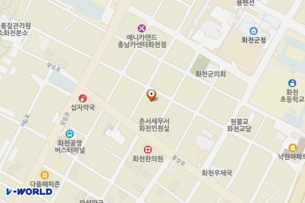 산천어 주차타워 위치 지도 — 강원특별자치도 화천군 화천읍 중앙로3길 10