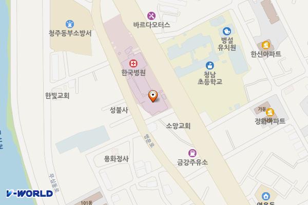 청주 한국병원 위치 지도 — 충청북도 청주시 상당구 단재로 106