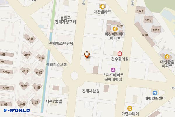 블루데이모텔 위치 지도 — 경상남도 창원시 진해구 중원로32번길 4-1