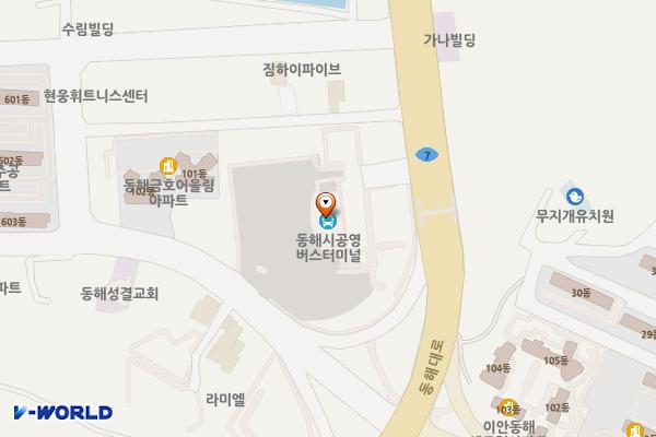 공영터미널 위치 지도 — 강원특별자치도 동해시 동해대로 5443