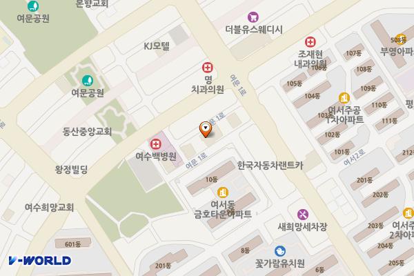 전남 크리스탈모텔 위치 지도 — 전남광주통합특별시 여수시 여문1로 43-17