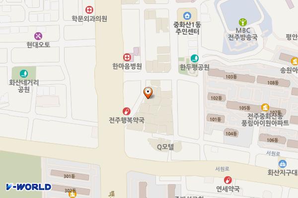 유)라베호텔 위치 지도 — 전북특별자치도 전주시 완산구 한두평2길 8-5