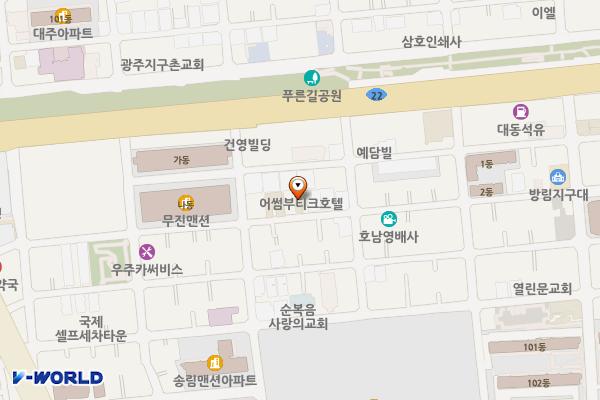 어썸부티끄 호텔 위치 지도 — 전남광주통합특별시 남구 봉선로9번길 31-1