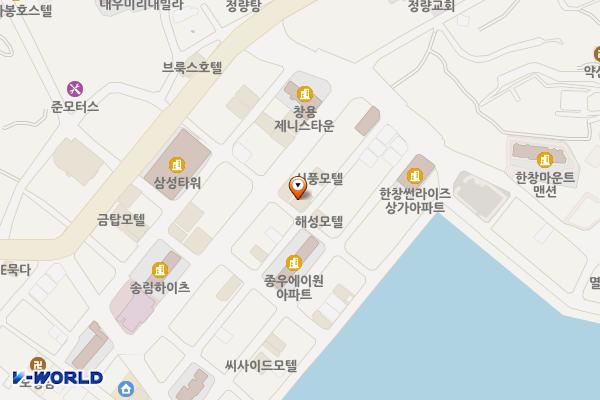 크라운모텔 위치 지도 — 경상남도 통영시 정동3길 22