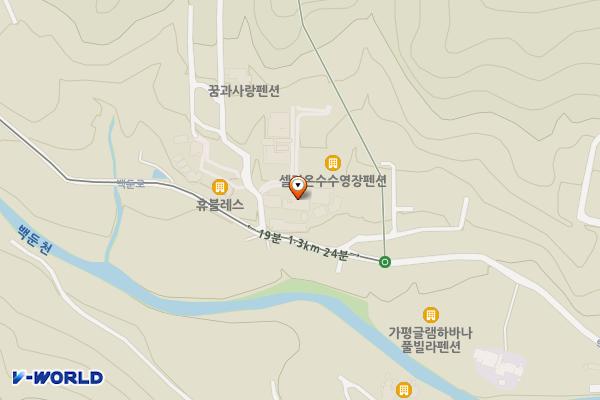 뚜르키즈풀빌라펜션 위치 지도 — 경기도 가평군 북면 백둔로 510-16