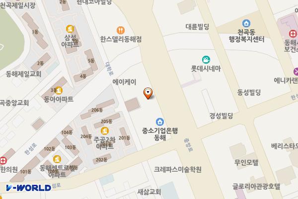 기업은행 위치 지도 — 강원특별자치도 동해시 중앙로 233