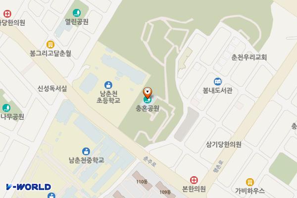 퇴계근린공원1 위치 지도 — 강원특별자치도 춘천시 퇴계동 877
