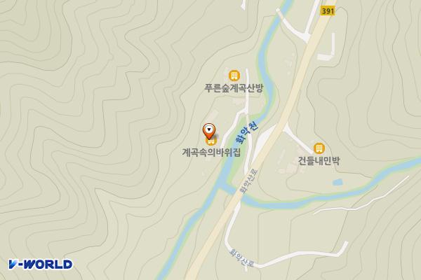계곡속의바위집 위치 지도 — 경기도 가평군 북면 화악산로 1359-13