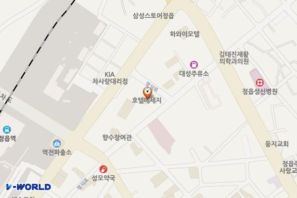 라베호텔(메세지모텔) 위치 지도 — 전북특별자치도 정읍시 명덕로 57