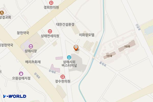 아리아모텔 위치 지도 — 전북특별자치도 완주군 삼례읍 동학로 36-10
