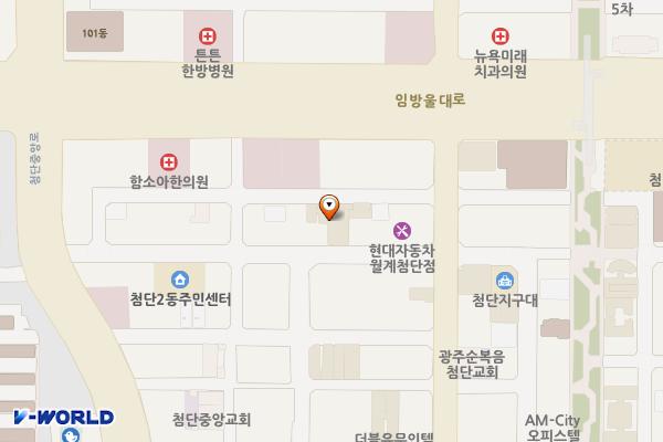예스무인호텔 위치 지도 — 전남광주통합특별시 광산구 첨단중앙로124번길 5-26