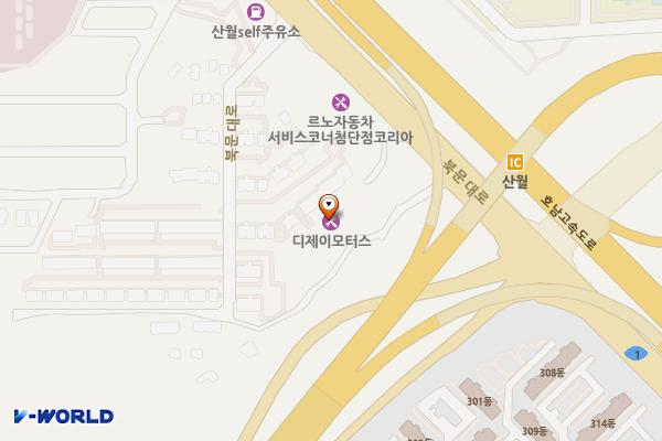 디제이모터스 위치 지도 — 전남광주통합특별시 광산구 북문대로 559