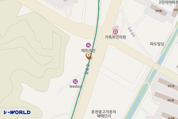 철보 하부공간(정족고가) 위치 지도 — 강원특별자치도 춘천시 퇴계동 136-12