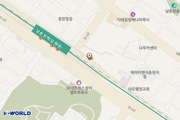 철도 하부공간(남춘천역) 위치 지도 — 강원특별자치도 춘천시 퇴계동 621-3
