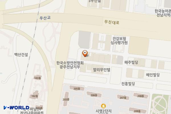 하남이끌림 비지니스호텔 위치 지도 — 전남광주통합특별시 광산구 무진대로212번길 14-27