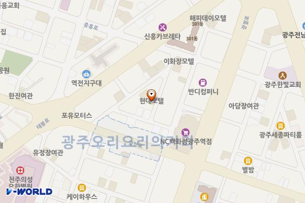 현대모텔 위치 지도 — 전남광주통합특별시 북구 중흥로118번길 20