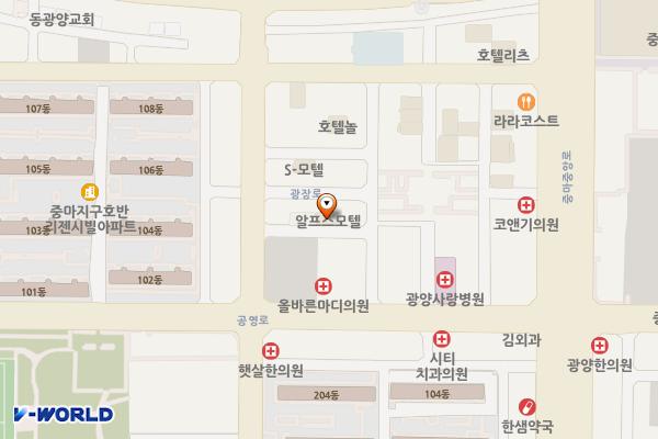 알프스모텔 위치 지도 — 전남광주통합특별시 광양시 광장로 142-7