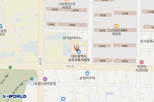 남부교육지원청 위치 지도 — 대구광역시 달서구 학산로 185