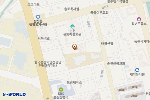 순천문화예술회관 위치 지도 — 전남광주통합특별시 순천시 순천대3길 16