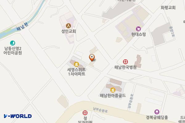 전남 카라모텔 위치 지도 — 전남광주통합특별시 해남군 해남읍 중앙2로 140-6