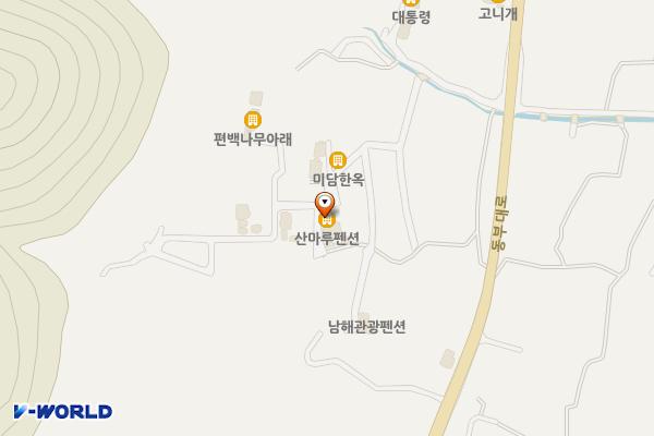 산마루팬션 위치 지도 — 경상남도 남해군 창선면 동부대로 2575-25