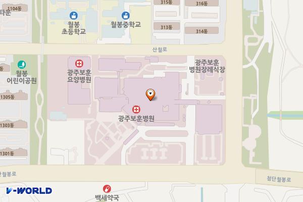 광주보훈병원(급속) 위치 지도 — 전남광주통합특별시 광산구 첨단월봉로 99