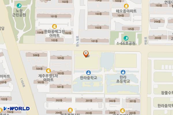 한라중학교 위치 지도 — 제주특별자치도 제주시 과원북2길 24