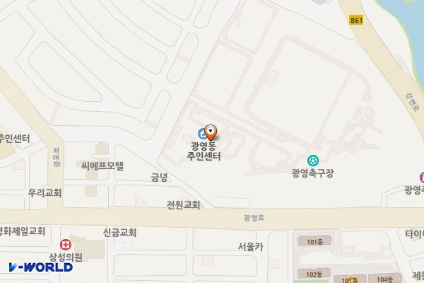 광영동 주민센터 위치 지도 — 전남광주통합특별시 광양시 새미골길 15